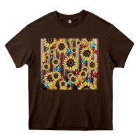 Chocolate Brown America flag sunflower star tumbler Heavy Core Tee - HowdyJamesFarm
