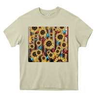Mossy America flag sunflower star tumbler Heavy Core Tee - HowdyJamesFarm