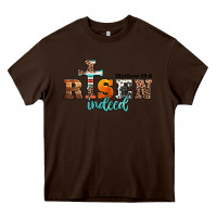 Chocolate Brown he is risen indeed matthew 28 6 jesus christ easter Heavy Core Tee - Jasminsmagicworld