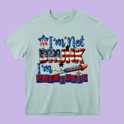 I'm Not Drunk I'm Patriotic 4th Of July Heavy Core Tee Designed By Cowgirlartshop