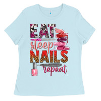 Baby Blue eat sleep nails repeat bbs Ladies Tee - BundleAndBundleShop