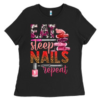 Eat Sleep Nails Repeat Bbs Ladies Tee | Teevron