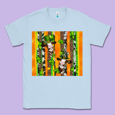 St Patricks Cow And Shamrock With Cowhide Classic Tee Designed By Artiststas