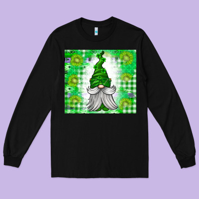 St. Patricks Day Gnome Long Sleeve Tee Designed By Cowhidedigitalart