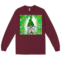 Burgundy St. Patricks Day Gnome Long Sleeve Tee - CowhideDigitalArt