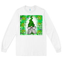 White St. Patricks Day Gnome Long Sleeve Tee - CowhideDigitalArt
