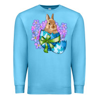 Ocean Blue easter bunny egg flowers Premium Sweatshirt - RanaPortraitStore
