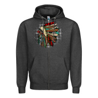 Charcoal Heather indian headdress Zipper Hoodie - JahusDesignShop
