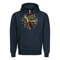 Navy indian headdress Zipper Hoodie - JahusDesignShop