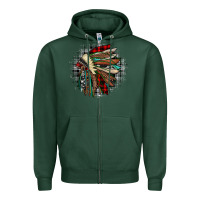 Sports Green indian headdress Zipper Hoodie - JahusDesignShop