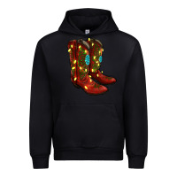 Black Western Christmas Boots Urban Hoodie - RanaPortraitStore