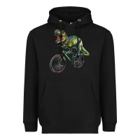Black t rex dinosaur riding dinosaur Heavyweight Hoodie - RanaPortraitStore