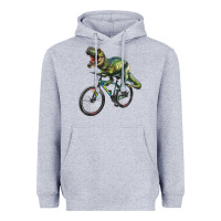 Heather Grey t rex dinosaur riding dinosaur Heavyweight Hoodie - RanaPortraitStore