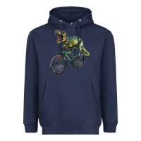 Navy t rex dinosaur riding dinosaur Heavyweight Hoodie - RanaPortraitStore