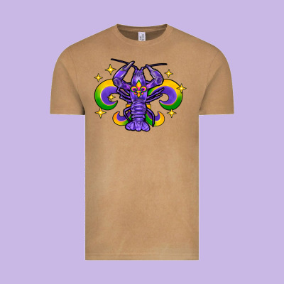 Mardi Gras Crawfish 2 Vintage Tee Designed By Fadigitalartstudio
