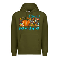 Army Green i think i love fall most of all Premium Hoodie - Artiststas