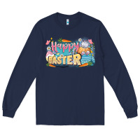 Navy Happy Easter Long Sleeve Tee - LillyAllenDesigns