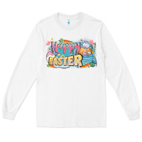 White Happy Easter Long Sleeve Tee - LillyAllenDesigns
