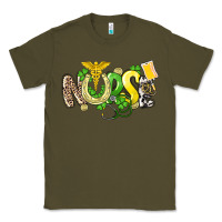 Army Green Nurse St. Patrick's Day Classic Tee - HowdyJamesFarm