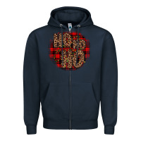 Navy ho ho ho wood slice ornament Zipper Hoodie - JahusDesignShop