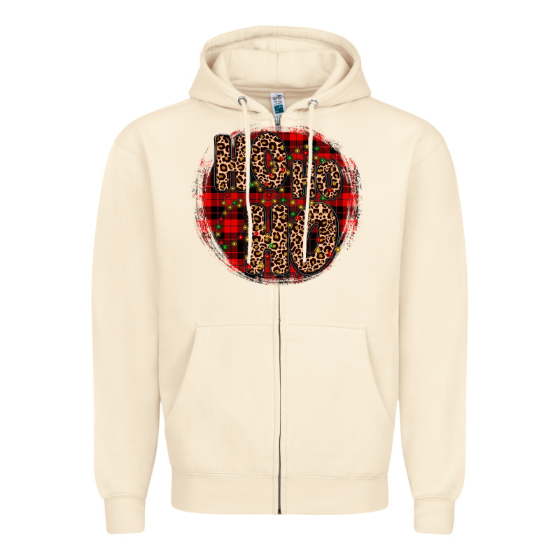 Ho Ho Ho Wood Slice Ornament Zipper Hoodie by JahusDesignShop | Teevron