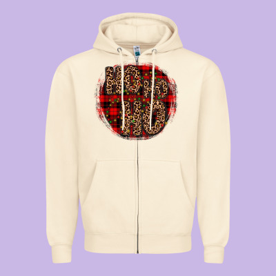 Ho Ho Ho Wood Slice Ornament Zipper Hoodie Designed By Jahusdesignshop