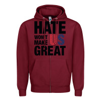 Burgundy hate won't make us great black Zipper Hoodie - artisFamous