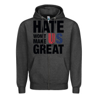 Charcoal Heather hate won't make us great black Zipper Hoodie - artisFamous