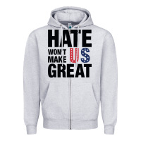 Heather Grey hate won't make us great black Zipper Hoodie - artisFamous