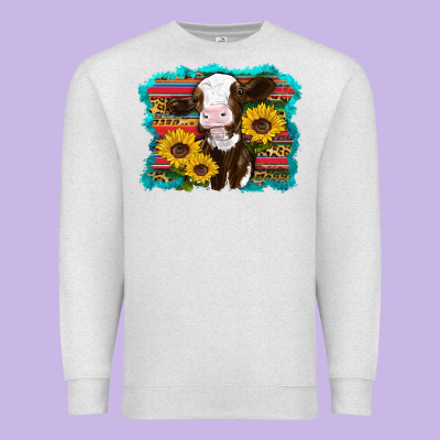 Western Cow Sunflowers Serape Leopard Premium Sweatshirt Designed By Ranaportraitstore