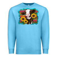 Ocean Blue western cow sunflowers serape leopard Premium Sweatshirt - RanaPortraitStore