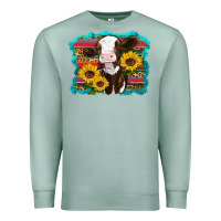Seafoam western cow sunflowers serape leopard Premium Sweatshirt - RanaPortraitStore