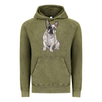 Vintage Olive white black french bulldog Vintage Hoodie - LillyAllenDesigns