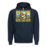 Navy Geocaching, geocaching travel bug, geocache, Zipper Hoodie - artisFamous