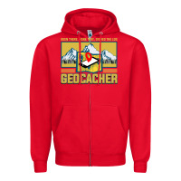 Red Geocaching, geocaching travel bug, geocache, Zipper Hoodie - artisFamous