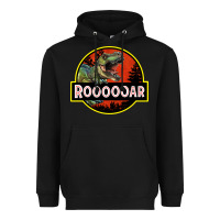 Black t rex roaring Heavyweight Hoodie - RanaPortraitStore