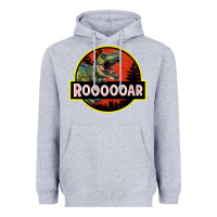 Heather Grey t rex roaring Heavyweight Hoodie - RanaPortraitStore
