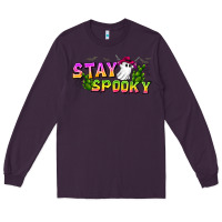Plum Stay Spooky Long Sleeve Tee - CowhideDigitalArt