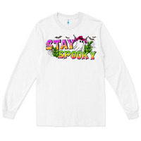 White Stay Spooky Long Sleeve Tee - CowhideDigitalArt