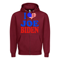 Burgundy i love joe biden Zipper Hoodie - artisFamous