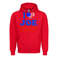 Red i love joe biden Zipper Hoodie - artisFamous