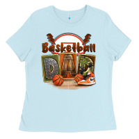 Baby Blue basketball dad Ladies Tee - FaDigitalArtStudio