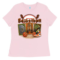 Bubblegum Pink basketball dad Ladies Tee - FaDigitalArtStudio