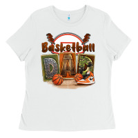 White basketball dad Ladies Tee - FaDigitalArtStudio