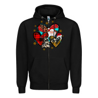 Black heart  wood slice ornament Zipper Hoodie - JahusDesignShop