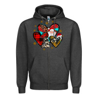 Charcoal Heather heart  wood slice ornament Zipper Hoodie - JahusDesignShop