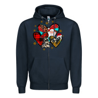Navy heart  wood slice ornament Zipper Hoodie - JahusDesignShop