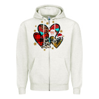 Oatmeal Heather heart  wood slice ornament Zipper Hoodie - JahusDesignShop