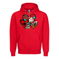 Red heart  wood slice ornament Zipper Hoodie - JahusDesignShop