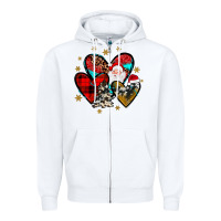 White heart  wood slice ornament Zipper Hoodie - JahusDesignShop